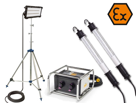 EX protected lighting complete set - floodlight with tripod