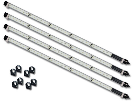 Lift lights set - 4 LED tube lights with attachment for vehicle lifts and vehicle pits