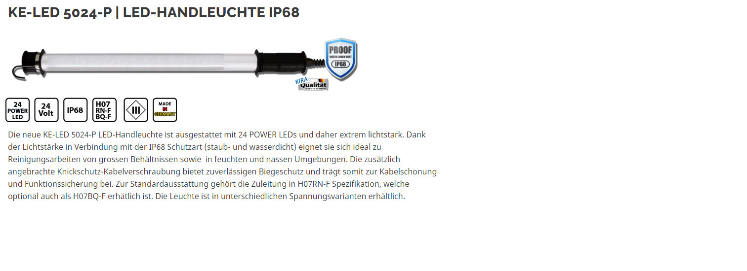 KE-LED 5024-P - LED Handleuchte / Handlampe, wasserdicht IP68