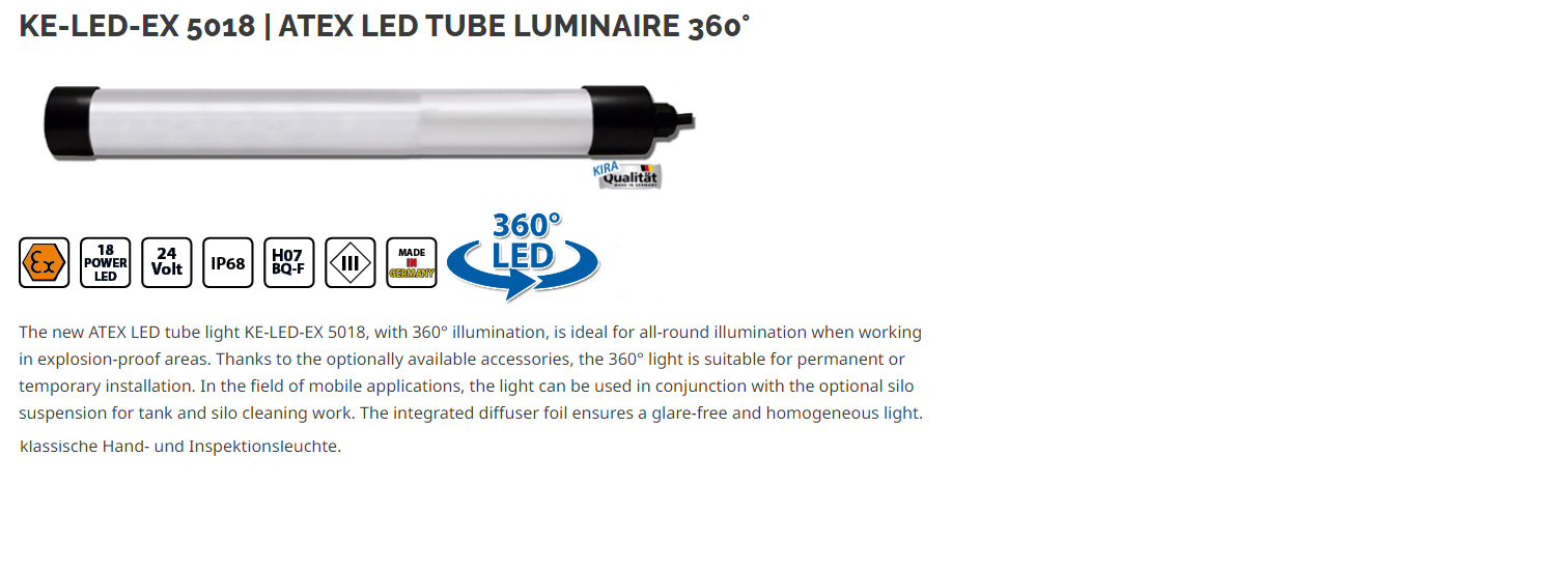 KE-LED-EX 5018 - ex-proof worklamp / tube luminaire, omnidirectional