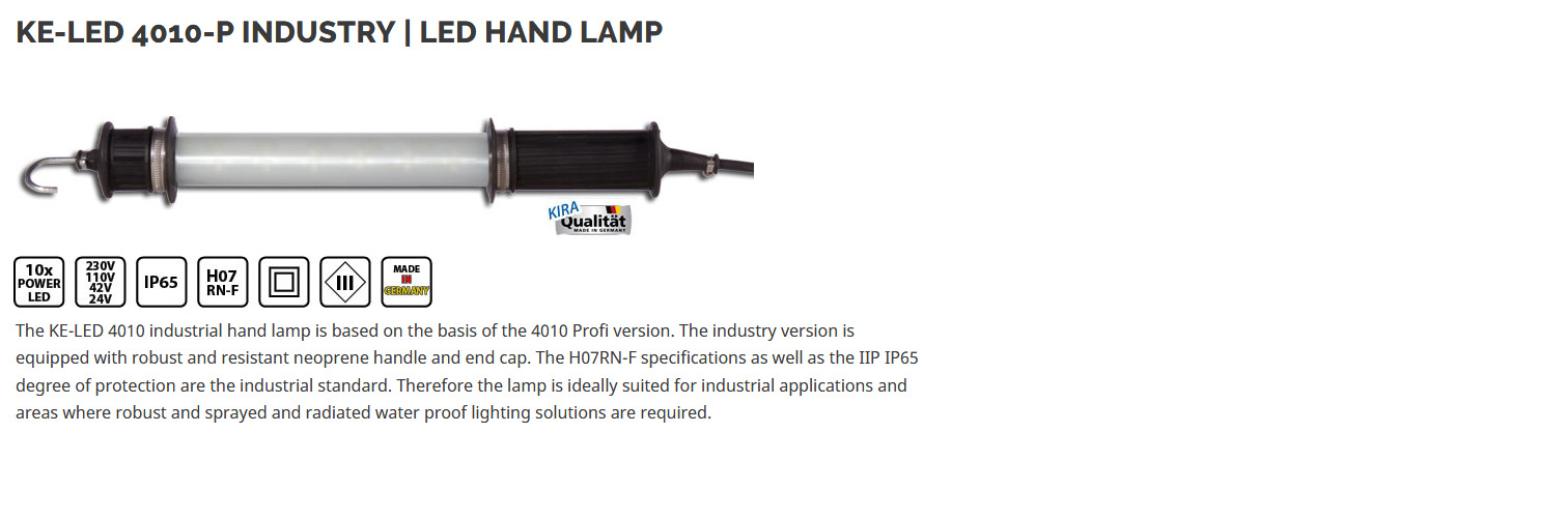 KE-LED 4010-P -  Industry LED hand lamp with 10 POWER LED, IP65