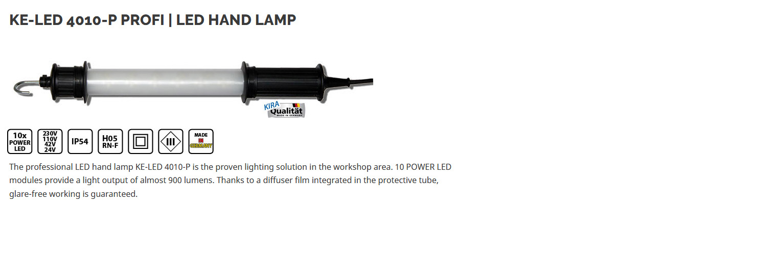 KE-LED 4010-P -  Profi LED hand lamp with 10 POWER LED, IP54