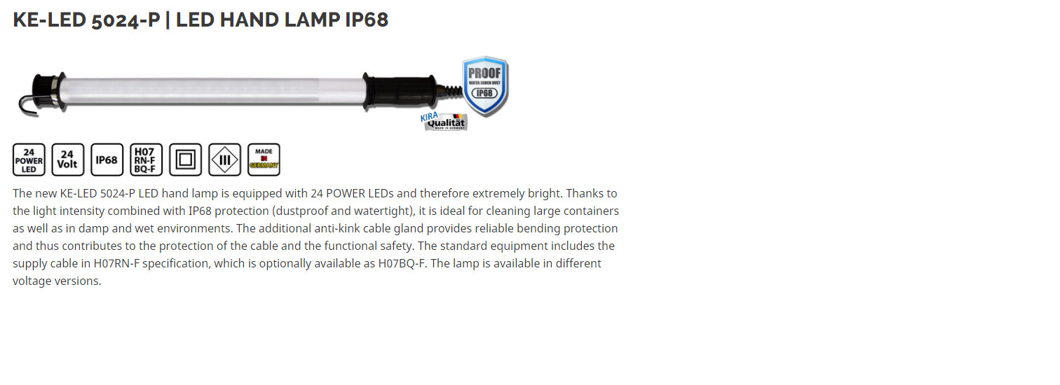 KE-LED 5024-P - LED hand lamp, waterproof IP68