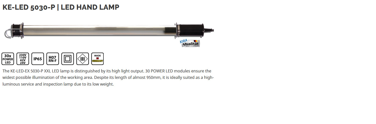 KE-LED 5030-P -  Industry LED hand lamp with 30 POWER LED, IP65