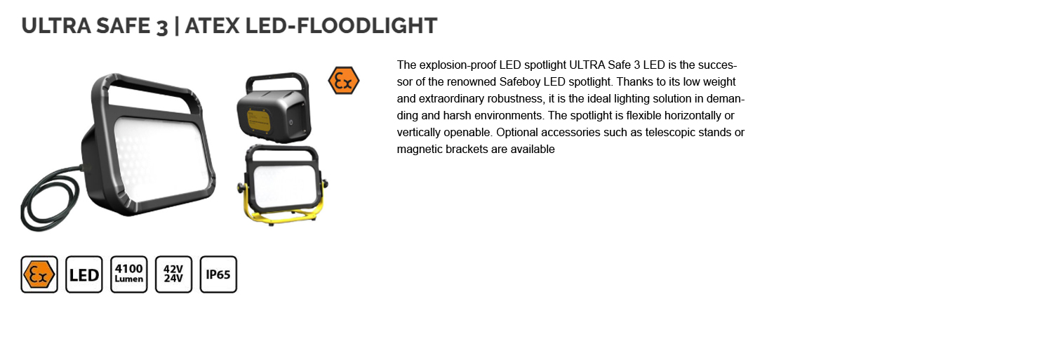 Ultra 3 LED - ex-proof LED floodlight, 24V-48V