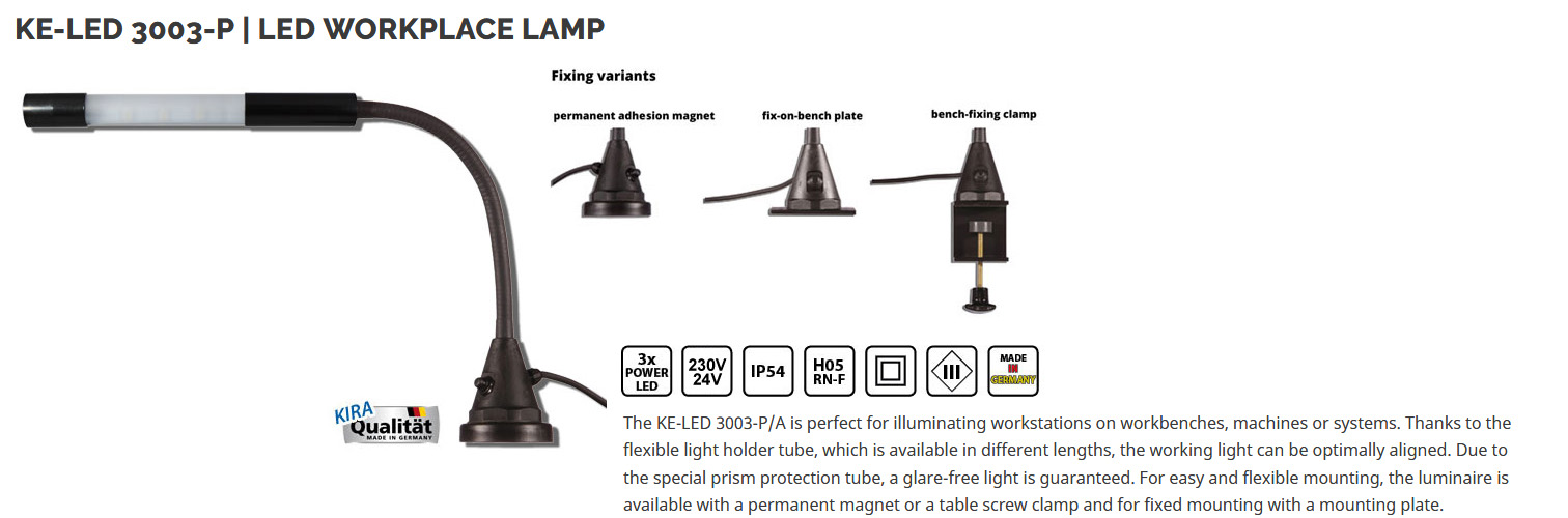 KE-LED 3003-P/A - LED workplace lamp with flexible lightholder