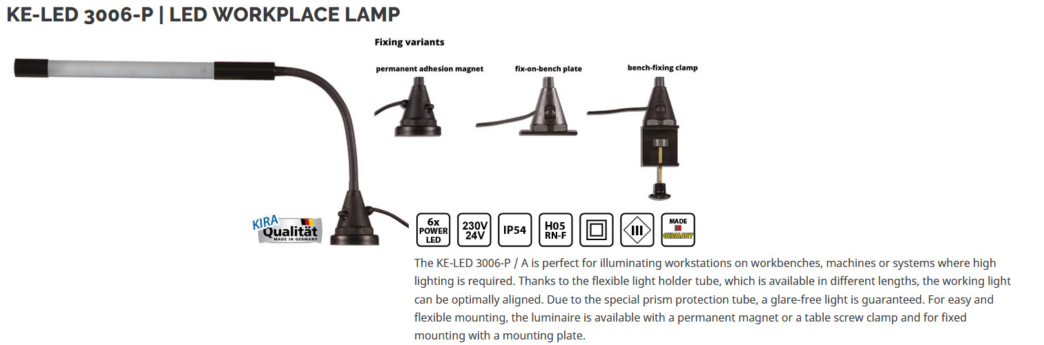 KE-LED 3006-P/A - LED workplace lamp with flexible lightholder