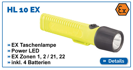 HL 10 EX - Taschenlampe mit EX-Schutz für EX-Zonen 1,2,21,22, wasserdichte IP68: Sichere Beleuchtung für explosionsgefährdete Bereiche, wasserdicht