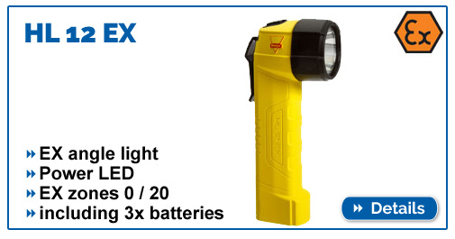 Ex-protected angle light Acculux HL 12 EX, battery-operated, for EX zones 0/20