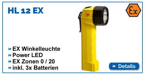 Ex-geschützte Winkelleuchte Acculux HL 12 EX, batteriebetrieben, für EX-Zonen 0/20