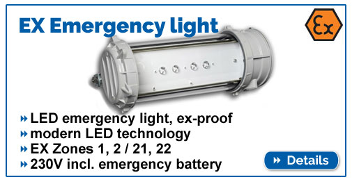 EX LED emergency light, ex-proof for EX Zones 1,2,21,22 EX LED emergency light, ex-proof for EX Zones 1,2,21,22