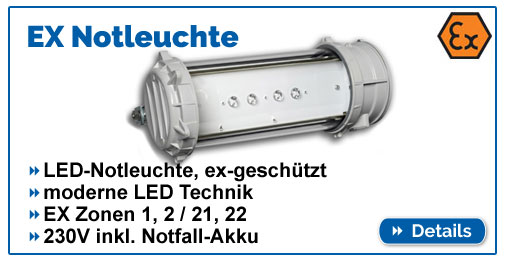 EX LED Notleuchte, ex-geschützt für EX Zonen 1,2,21,22 EX LED Notleuchte, ex-geschützt für EX Zonen 1,2,21,22