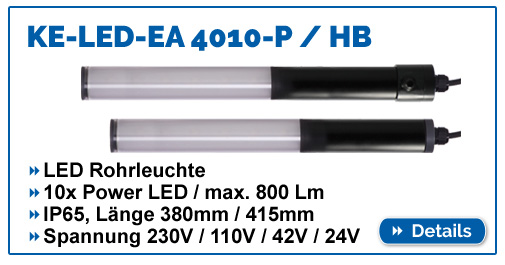 LED Maschinenleuchte KE-LED-EA 4010, IP65, mit Schalter, 230V / 110V / 42V / 24V.