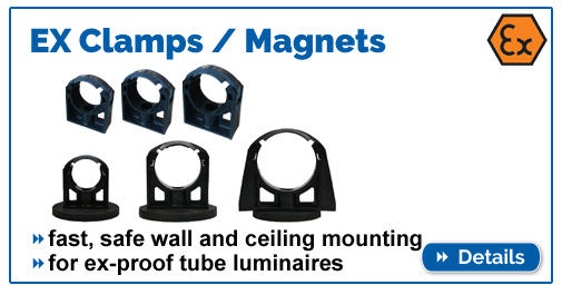 Fastening clips & permanent magnets, explosion-proof