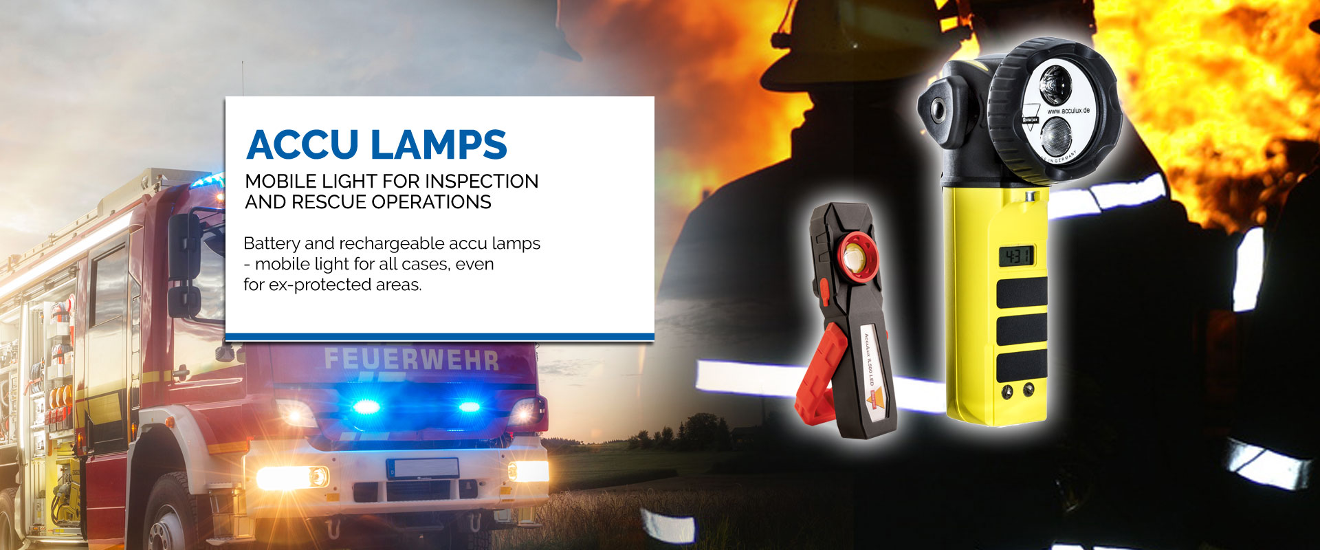 Battery-powered lights and hand lamps for rescue services